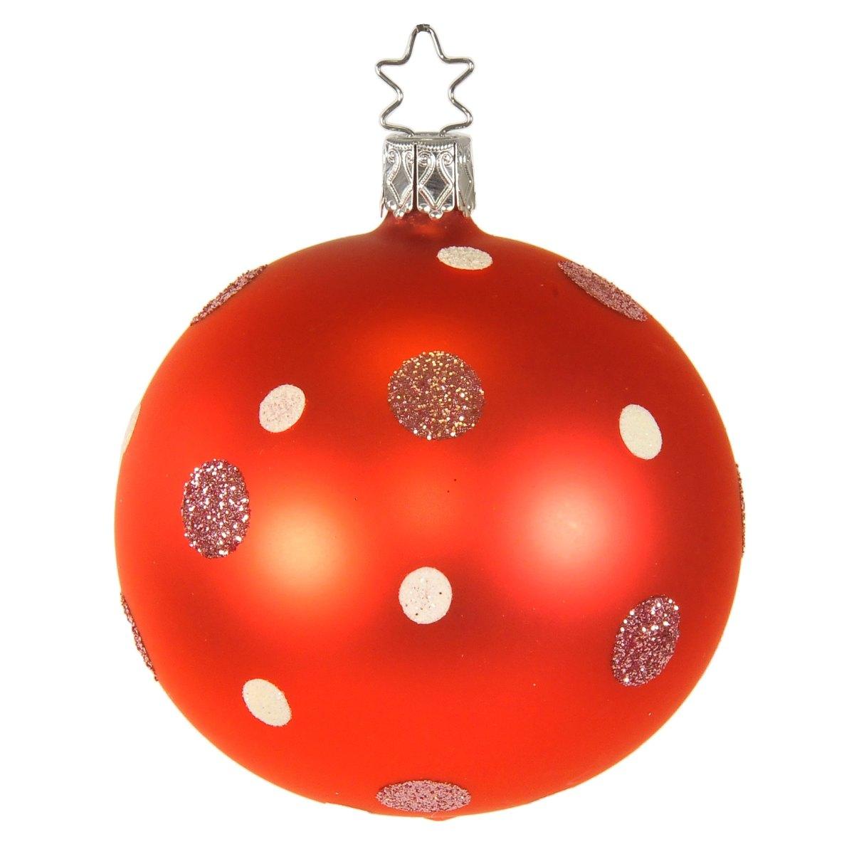 Pallina Natale Vetro Collezione cm.Ø8 Rosa a Pois |Inge's Glass
