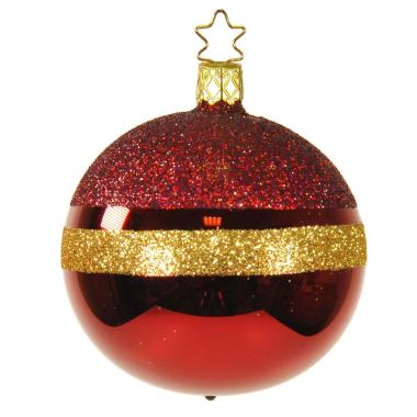 Pallina Natale Vetro Collezione cm.Ø8 Rossa Oro |Inge's Glass