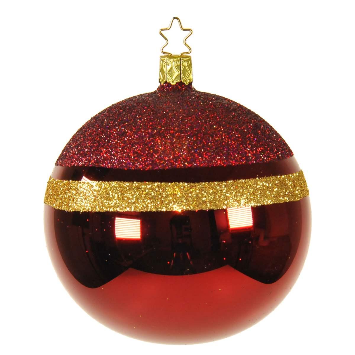 Pallina Natale Vetro Collezione cm.Ø10 Rossa Oro |Inge's Glass