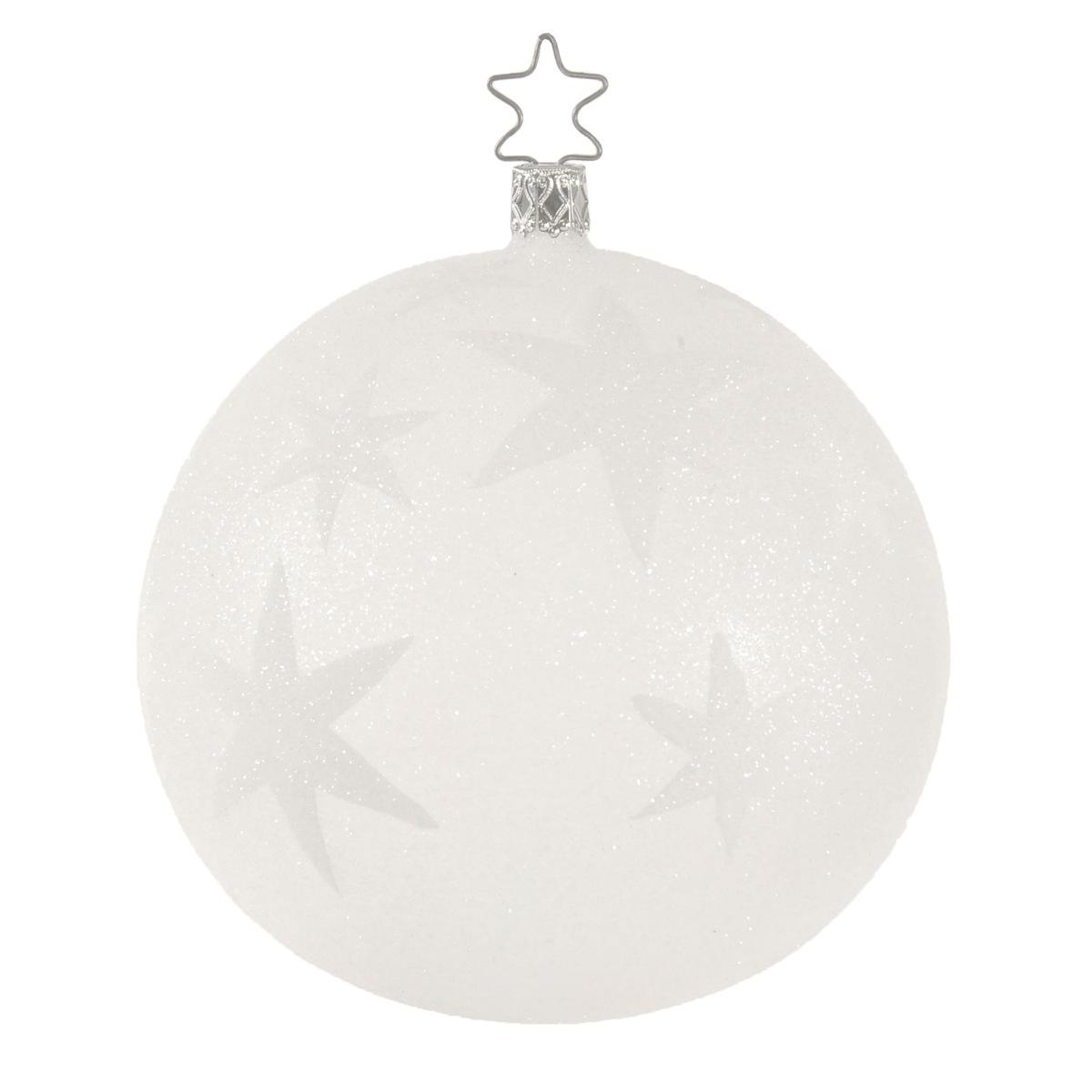 Pallina Natale Vetro Collezione cm.Ø12 Bianca con Stelle |Inge's Glass