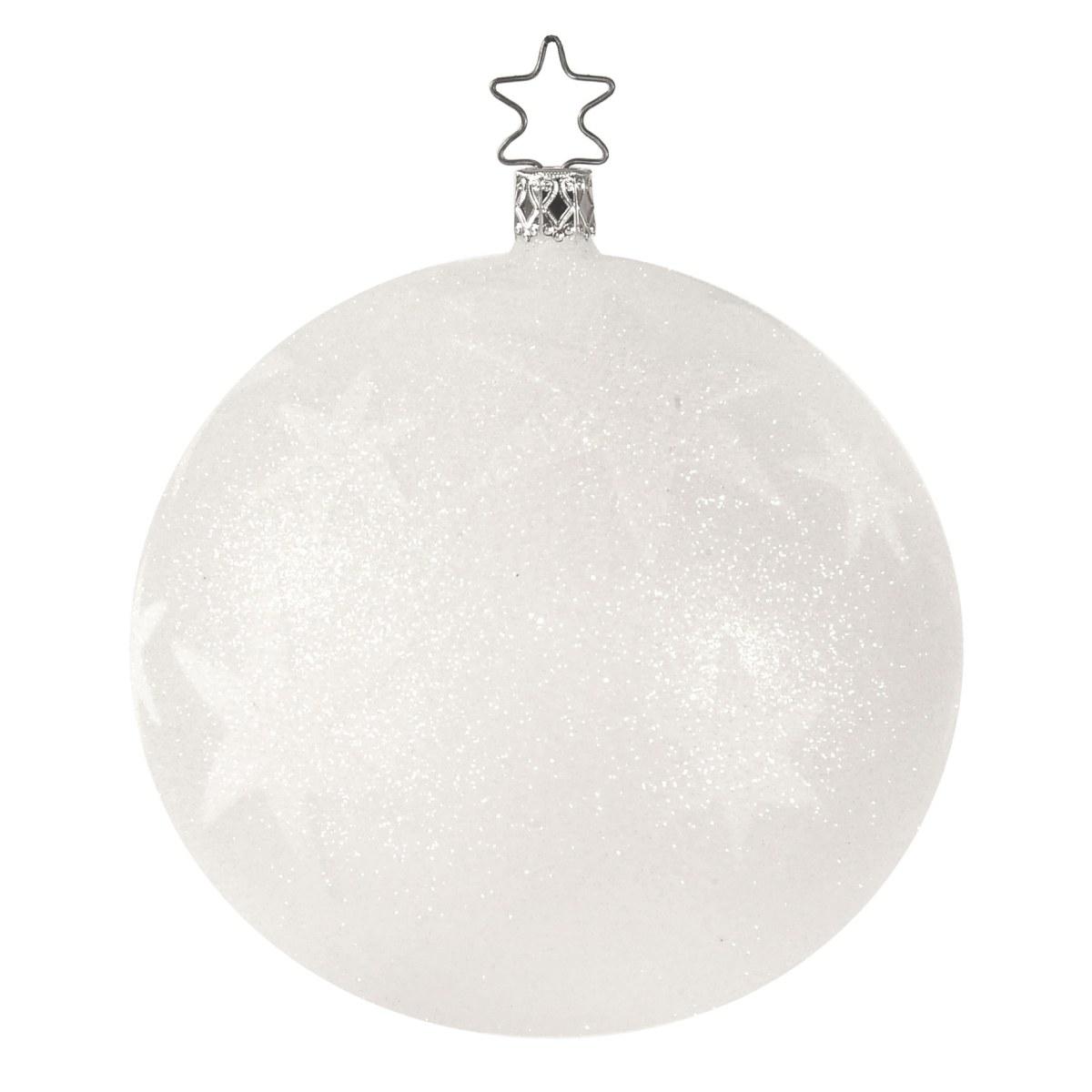 Pallina Natale Vetro Collezione cm.Ø12 Bianca con Stelle |Inge's Glass