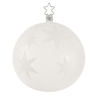 Pallina Natale Vetro Collezione cm.Ø12 Bianca con Stelle |Inge's Glass