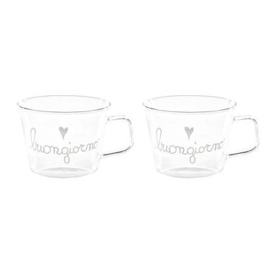 Tazza Natalizia Vetro Simple Day Buongiorno con Manico pz.2 |Simple