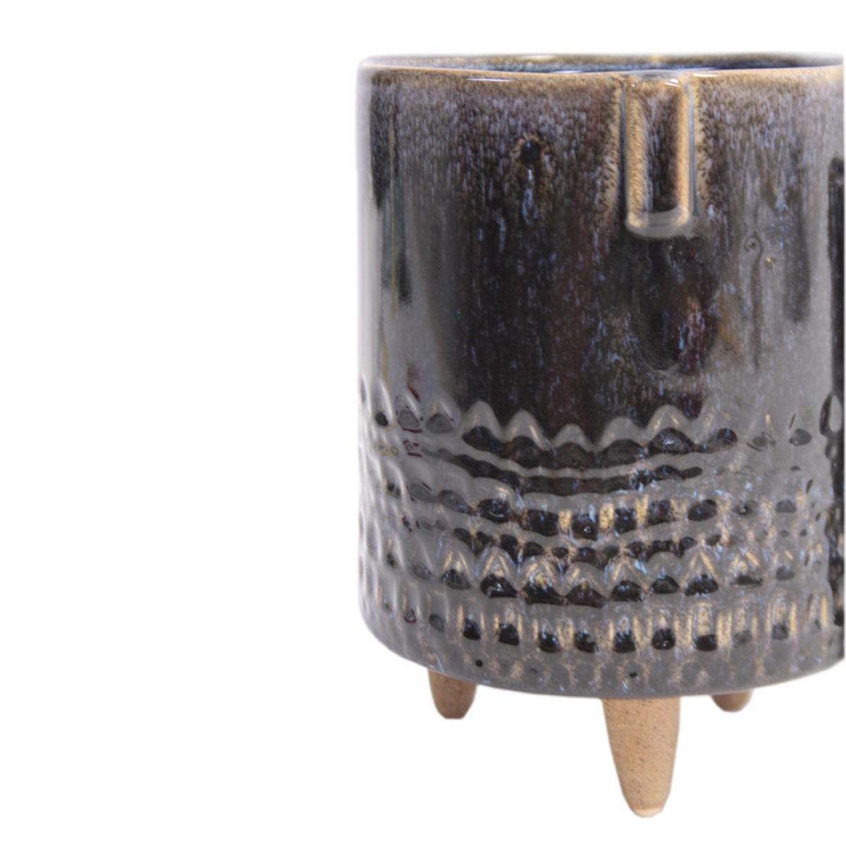 Vaso Ceramica Ciano con Piedini cm.Ø14x21 | Innova