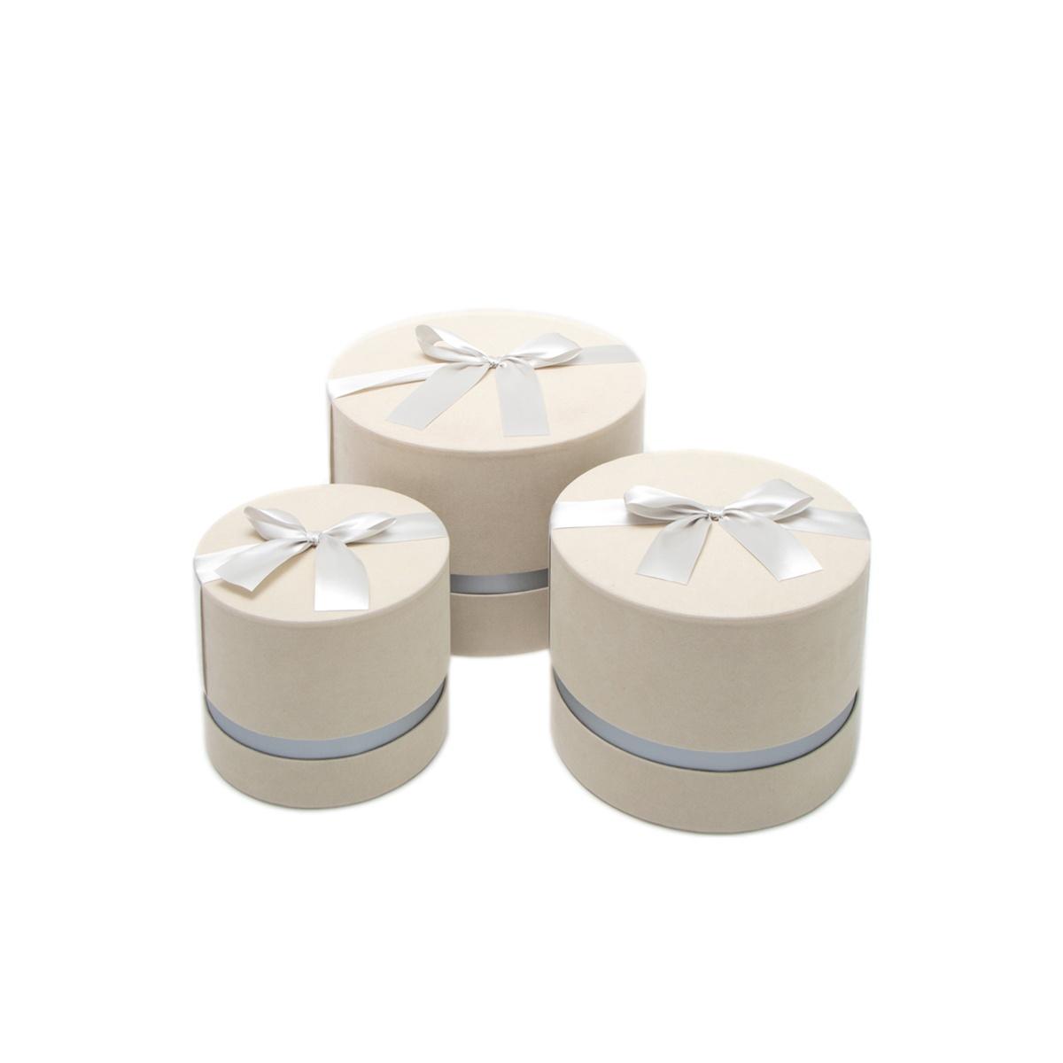 Scatola Cartone Velluto Beige cm.Ø25xh19 | Silani