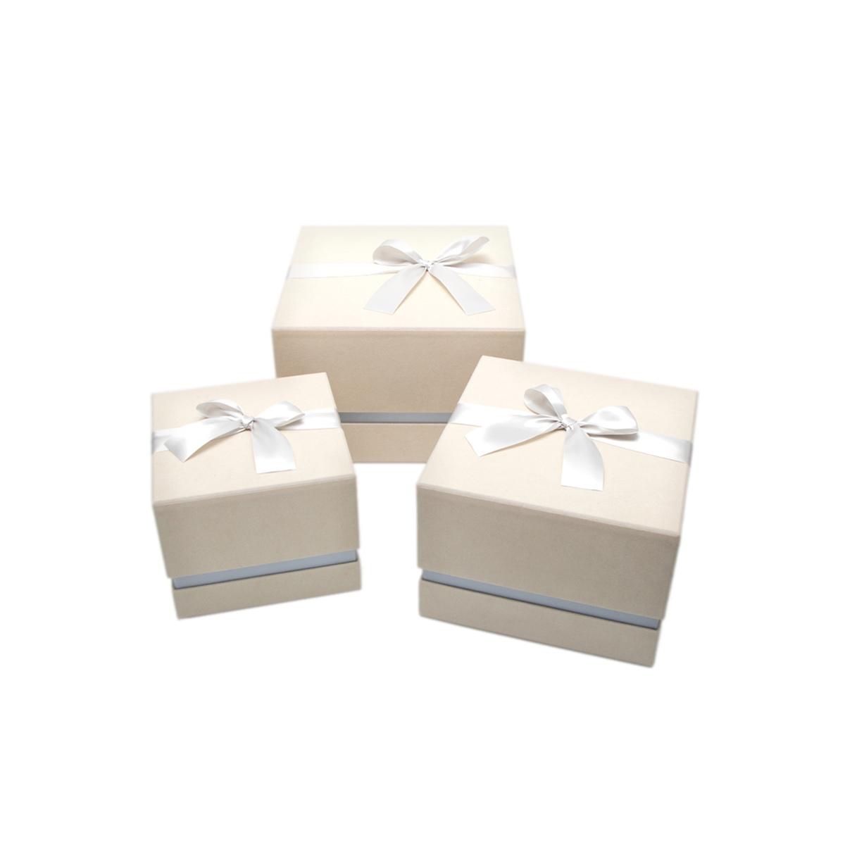 Scatola Cartone Velluto Beige cm.25x25xh19 | Silani