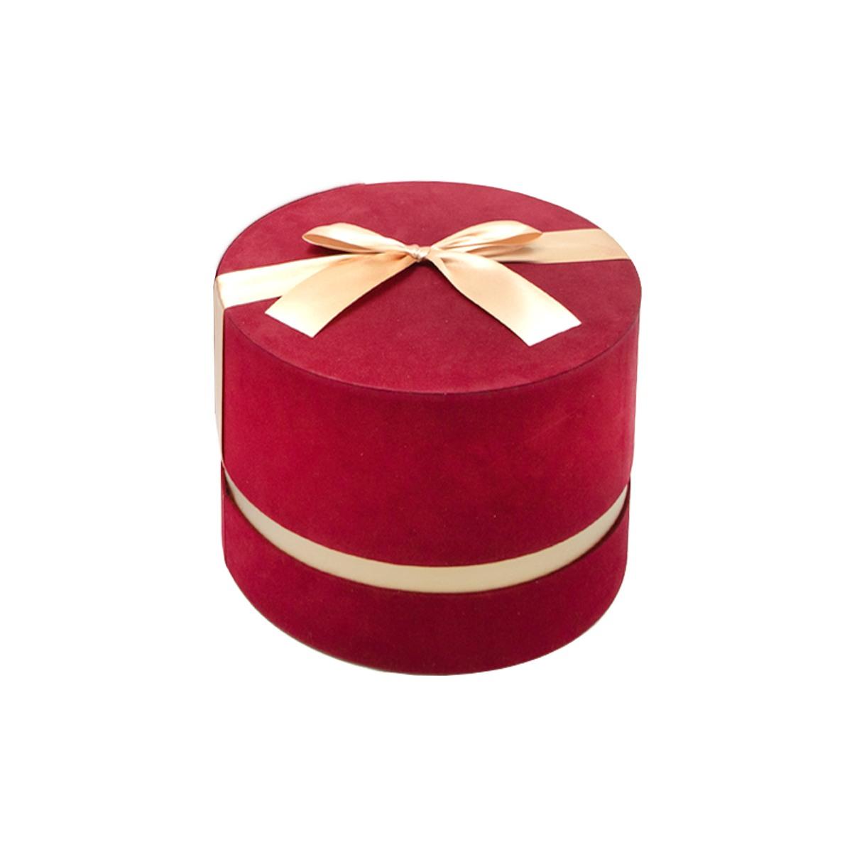 Scatola Cartone Velluto Bordeaux cm.Ø25xh19 | Silani