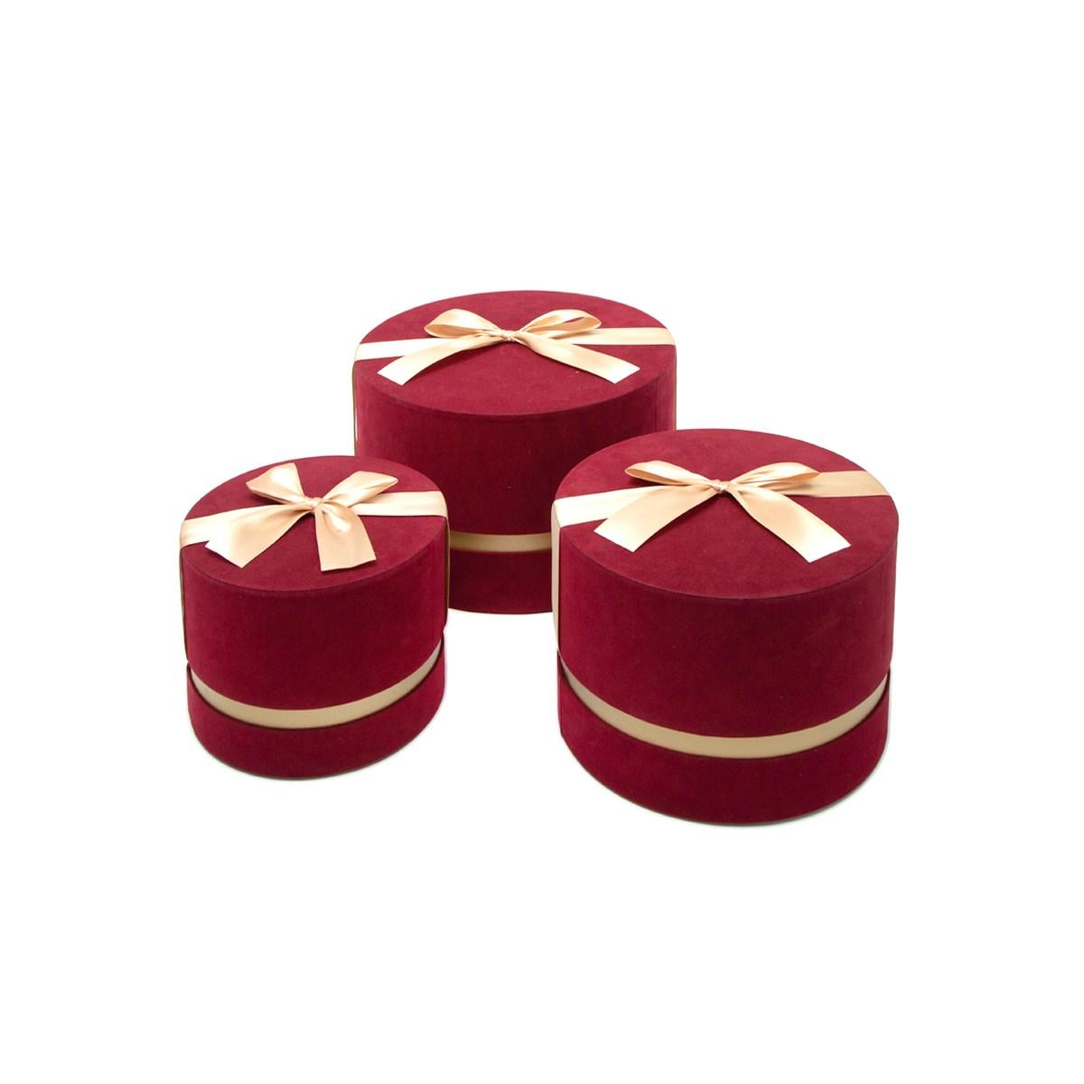 Scatola Cartone Velluto Bordeaux cm.Ø20xh17 | Silani