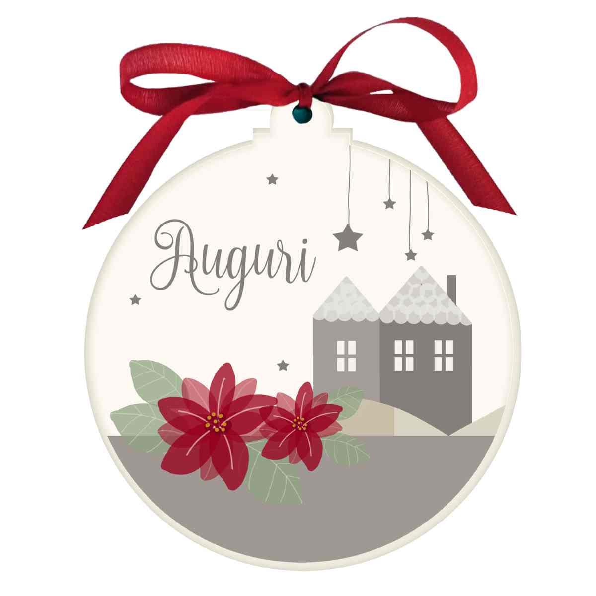 Pallina Natale Legno con Dedica Auguri cm.Ø10,5x1,2 |Angolo Idee