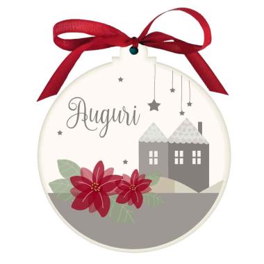 Pallina Natale Legno con Dedica Auguri cm.Ø10,5x1,2 |Angolo Idee