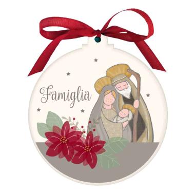 Pallina Natale Legno con Natività cm.Ø10,5x1,2 |Angolo Idee
