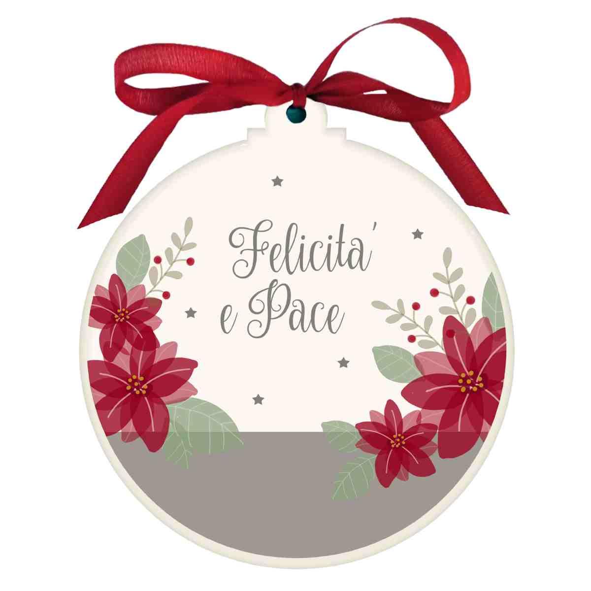 Pallina Natale Legno con Scritta Felicità cm.Ø10,5x1,2 |Angolo Idee