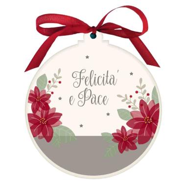 Pallina Natale Legno con Scritta Felicità cm.Ø10,5x1,2 |Angolo Idee