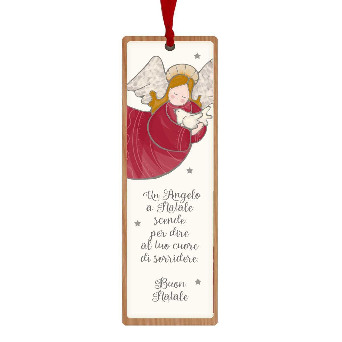 Segnalibro Legno con Angelo e Dedica cm.6x18 |Angolo Idee