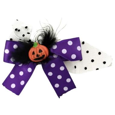 Fermaglio Halloween Con Fiocco Viola E Zucca |Fyasa