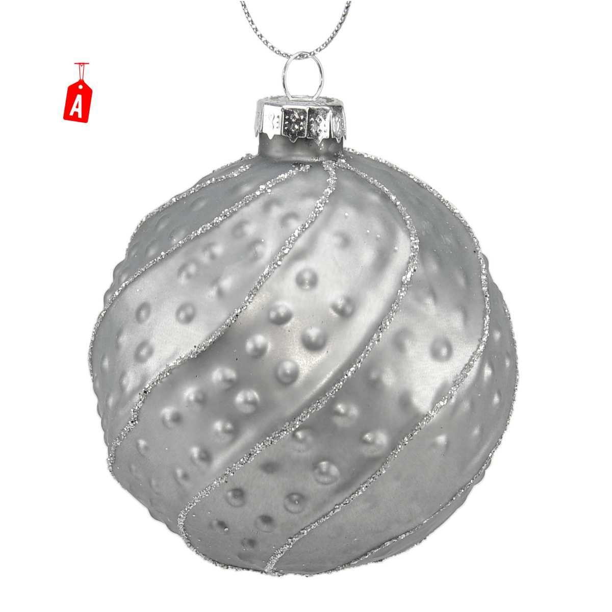 Pallina Natale Vetro cm.Ø8 Grigio Ottone 4 Modelli |Universl