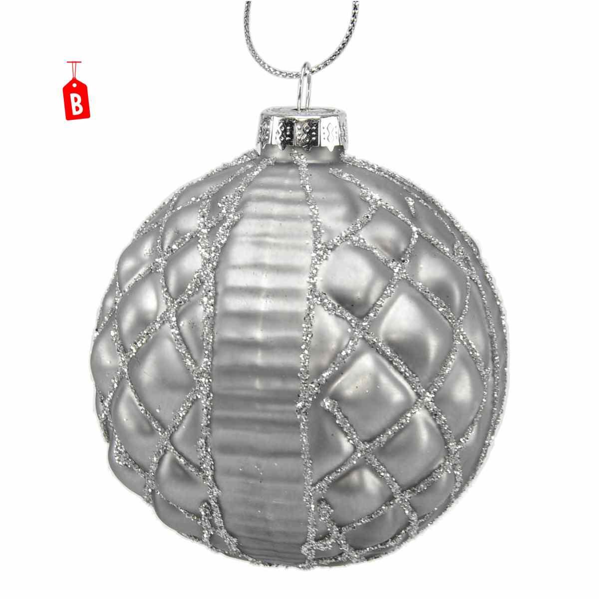 Pallina Natale Vetro cm.Ø8 Grigio Ottone 4 Modelli |Universl