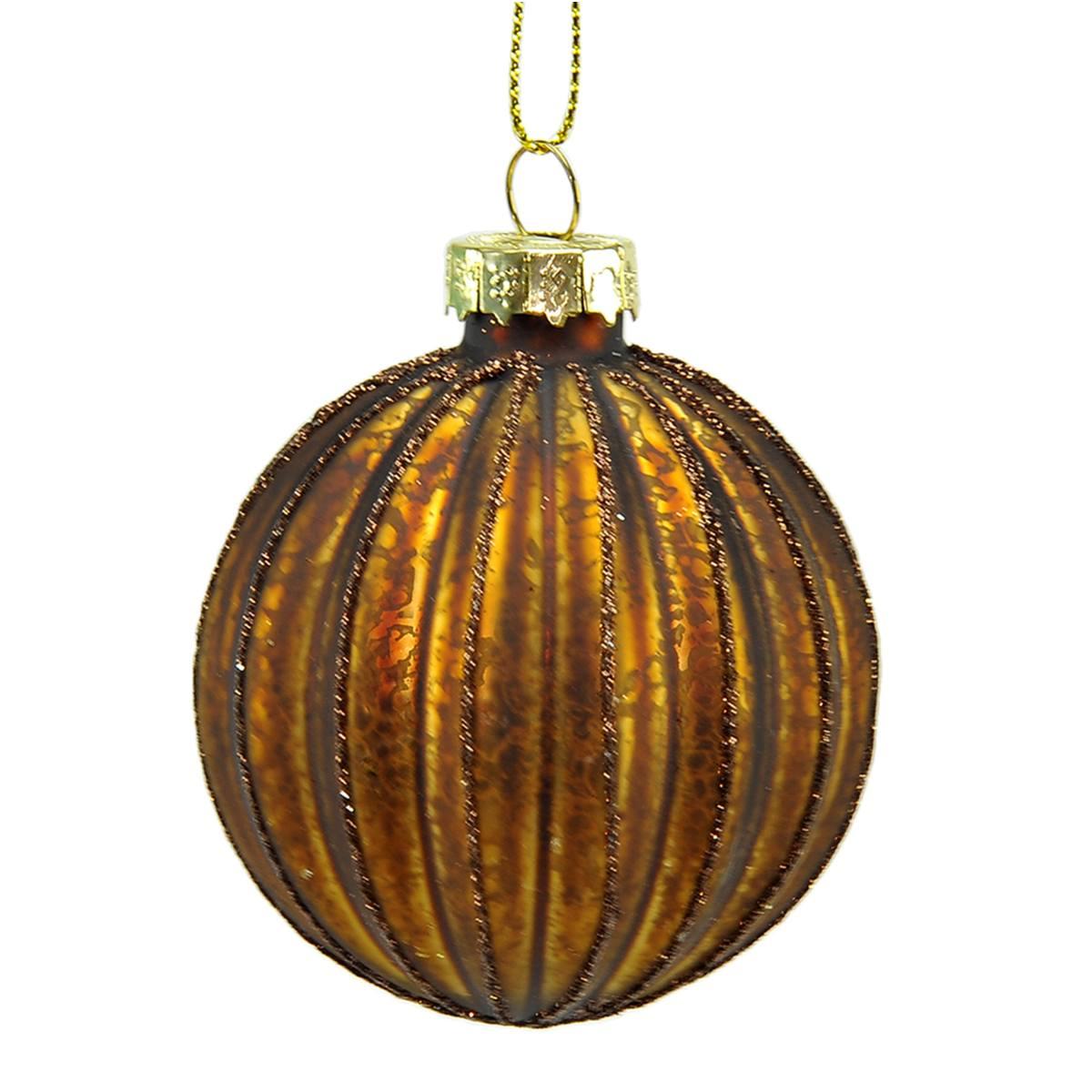 Pallina Natale Vetro cm.Ø6 Marrone Intagliata |Universl