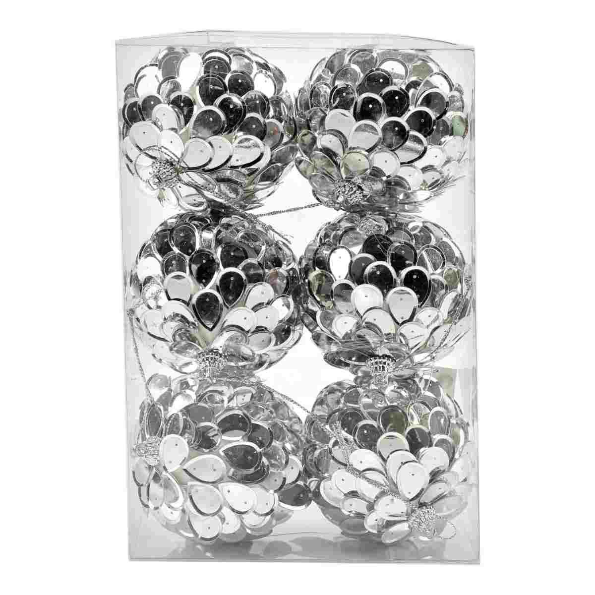 Pallina Natale cm.Ø8 Argento con Gocce Set pz.6 |Universl