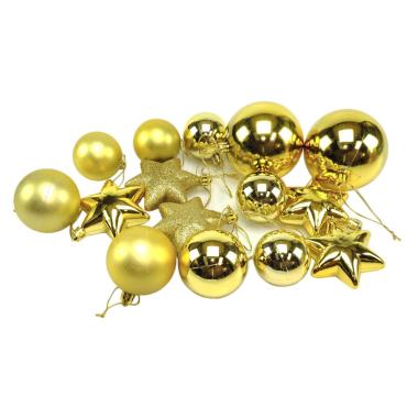Pallina Natale cm.Ø5/8 Oro con Stelle Set pz.15 |M2 Store