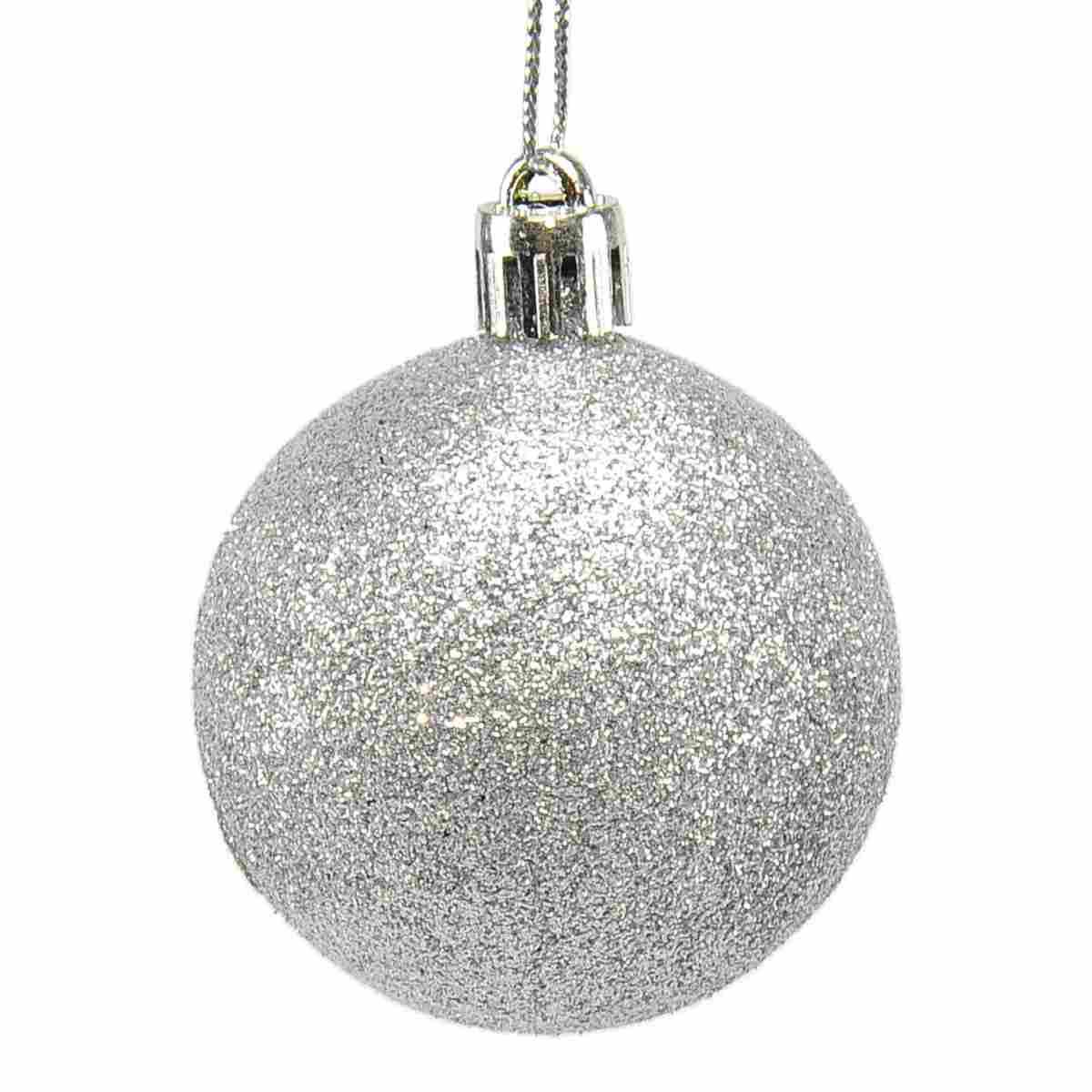 Pallina Natale cm.Ø5 Argento Glitter Set pz.16 |M2 Store