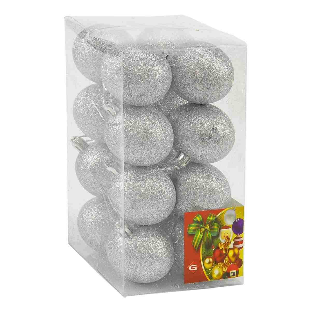 Pallina Natale cm.Ø5 Argento Glitter Set pz.16 |M2 Store