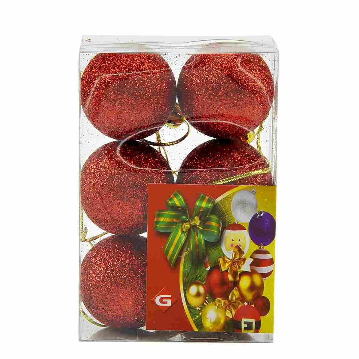 Pallina Natale cm.Ø4 Rosso Glitter Set pz.6 |M2 Store