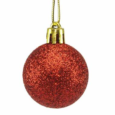 Pallina Natale cm.Ø4 Rosso Glitter Set pz.6 |M2 Store