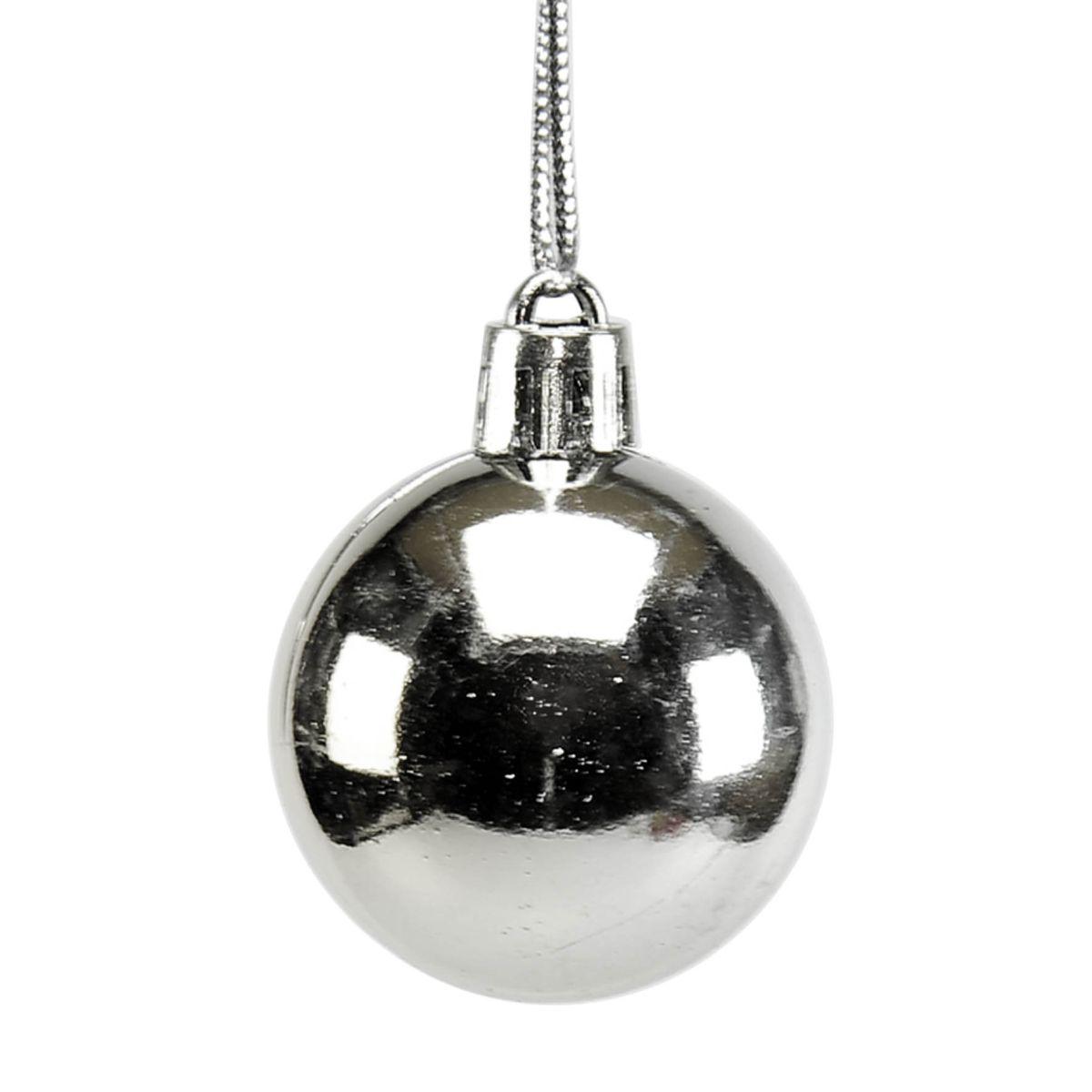 Pallina Natale cm.Ø4 Argento Lucido Set pz.6 |M2 Store