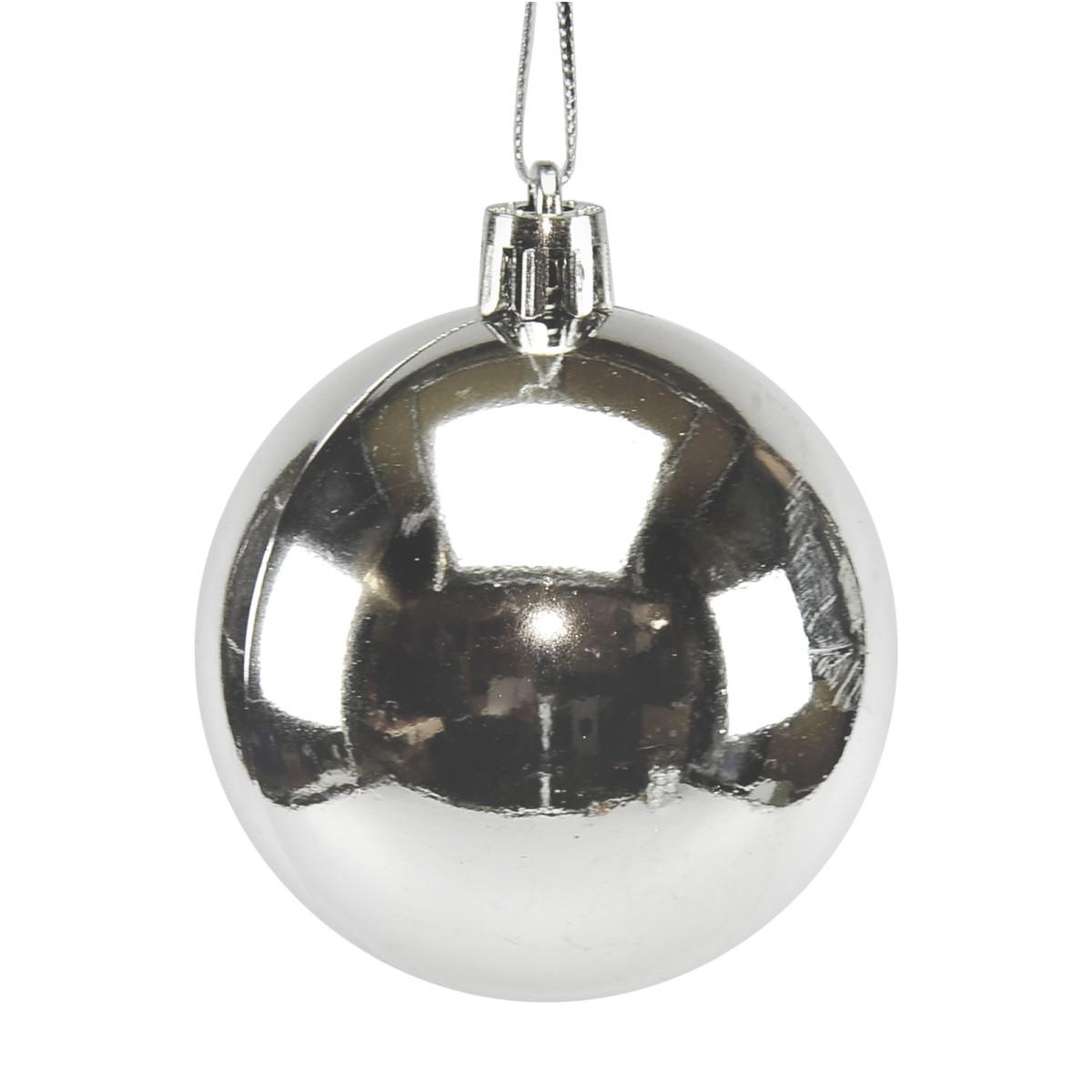 Pallina Natale cm.Ø6 Argento Lucido Set pz.12 |M2 Store