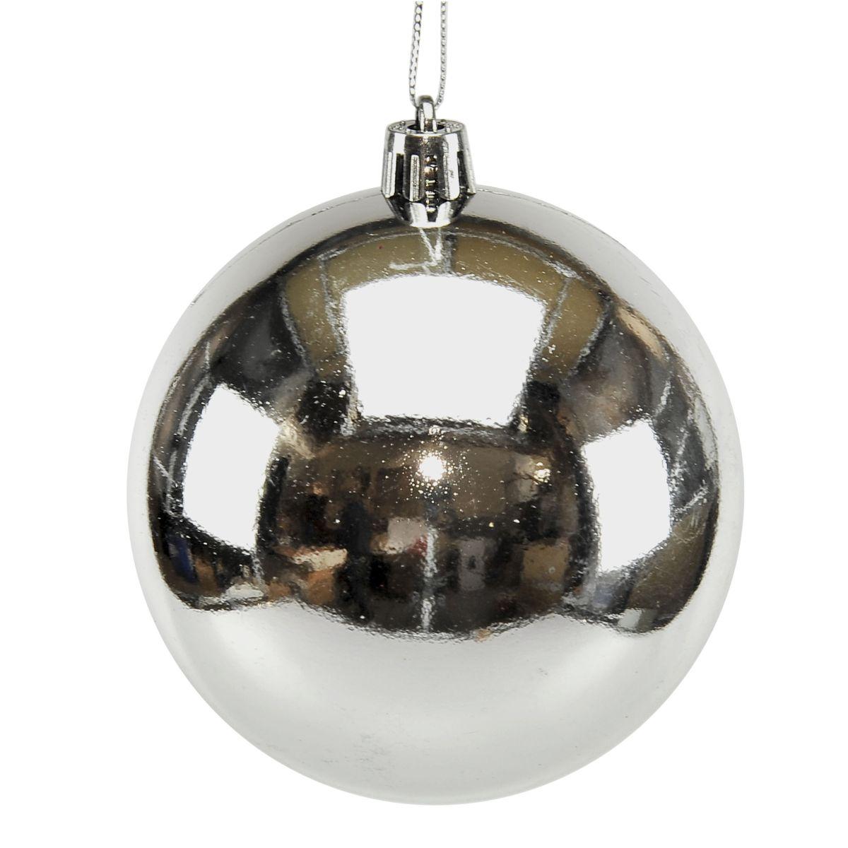Pallina Natale cm.Ø8 Argento Lucido Set pz.6 |M2 Store