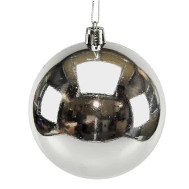 Pallina Natale cm.Ø8 Argento Lucido Set pz.6 |M2 Store