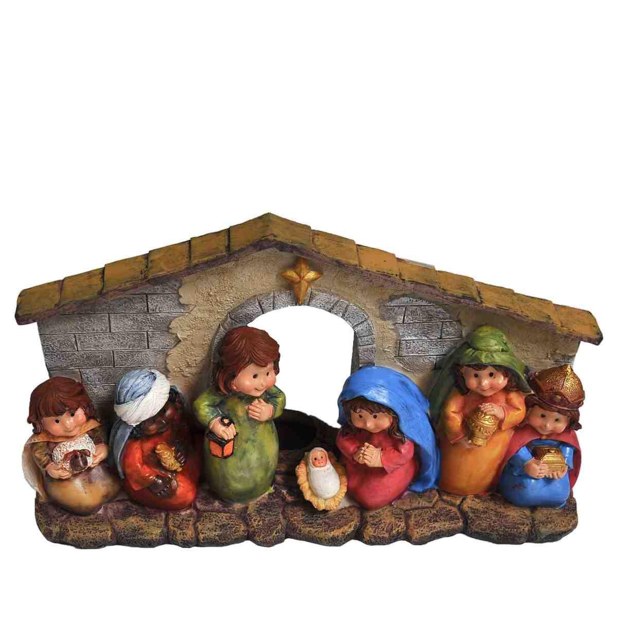 Natività Mini con Capanna Legno cm.11 Set da 7 Pz. | M2 Store
