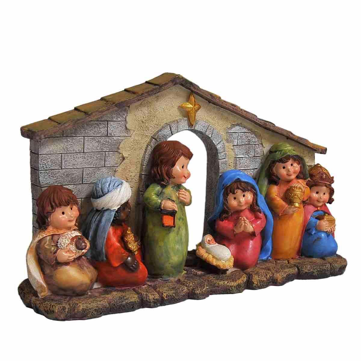 Natività Mini con Capanna Legno cm.11 Set da 7 Pz. | M2 Store
