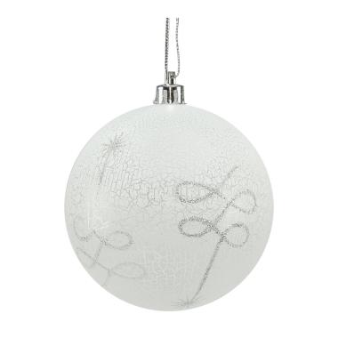 Pallina Natale cm.Ø8 Bianco Craclè Dec Glitter Set pz.4 |M2 Store