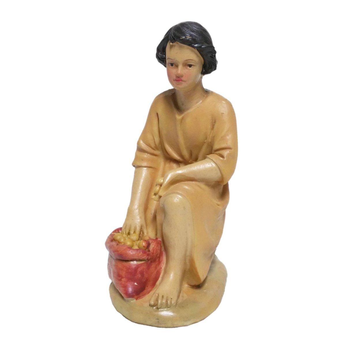Statua cm.15 Pastore Inginocchiato con Sacca Uova | M2 Store