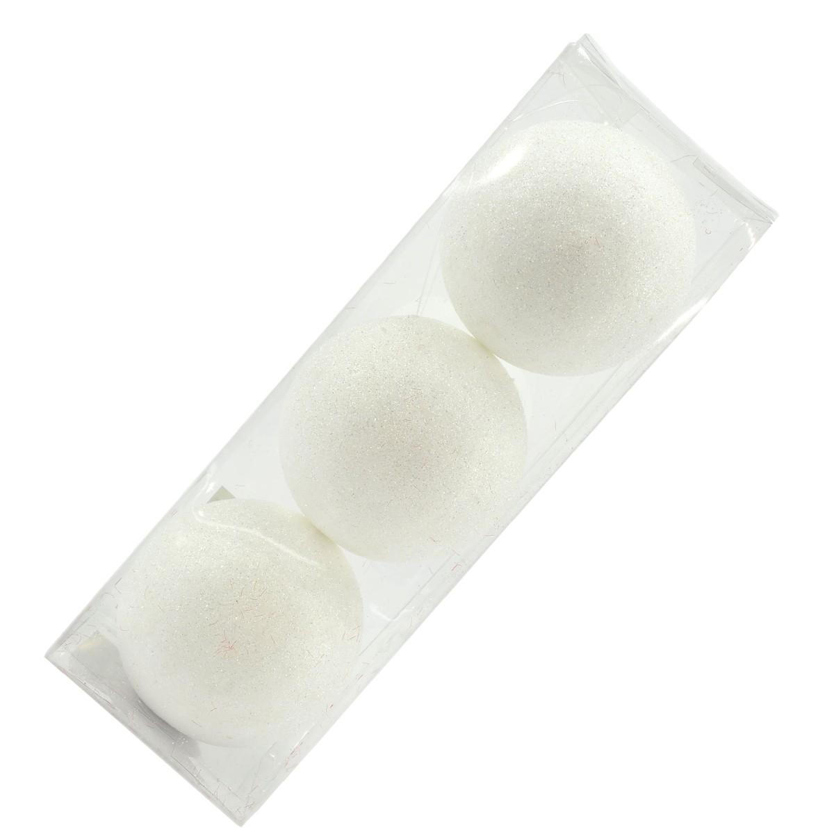 Pallina Natale cm.Ø10 Bianche con Glitter Set pz.3 |M2 Store