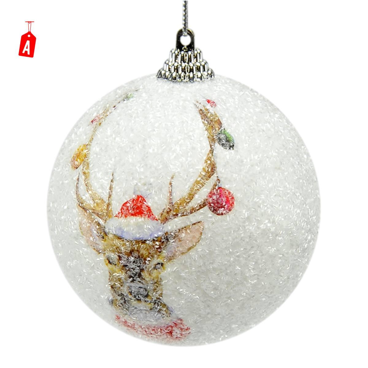 Pallina Natale cm.Ø8 Bianche Decorata Set pz.3 3 Modelli |M2 Store