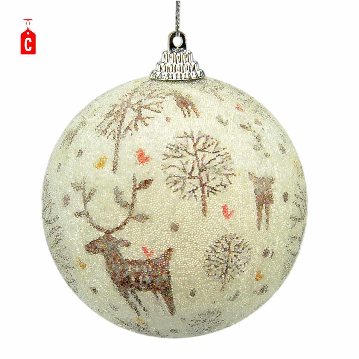 Pallina Natale cm.Ø8 Bianche Decorata Set pz.3 3 Modelli |M2 Store