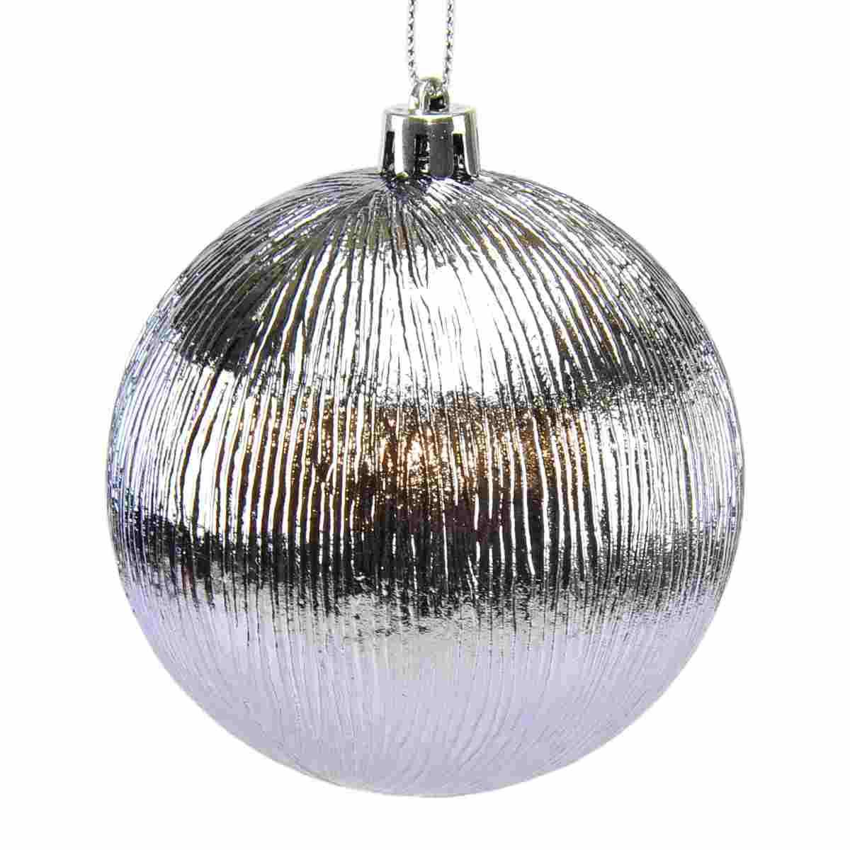 Pallina Natale cm.Ø8 Viola Lucida Rigata Set pz.3 |M2 Store