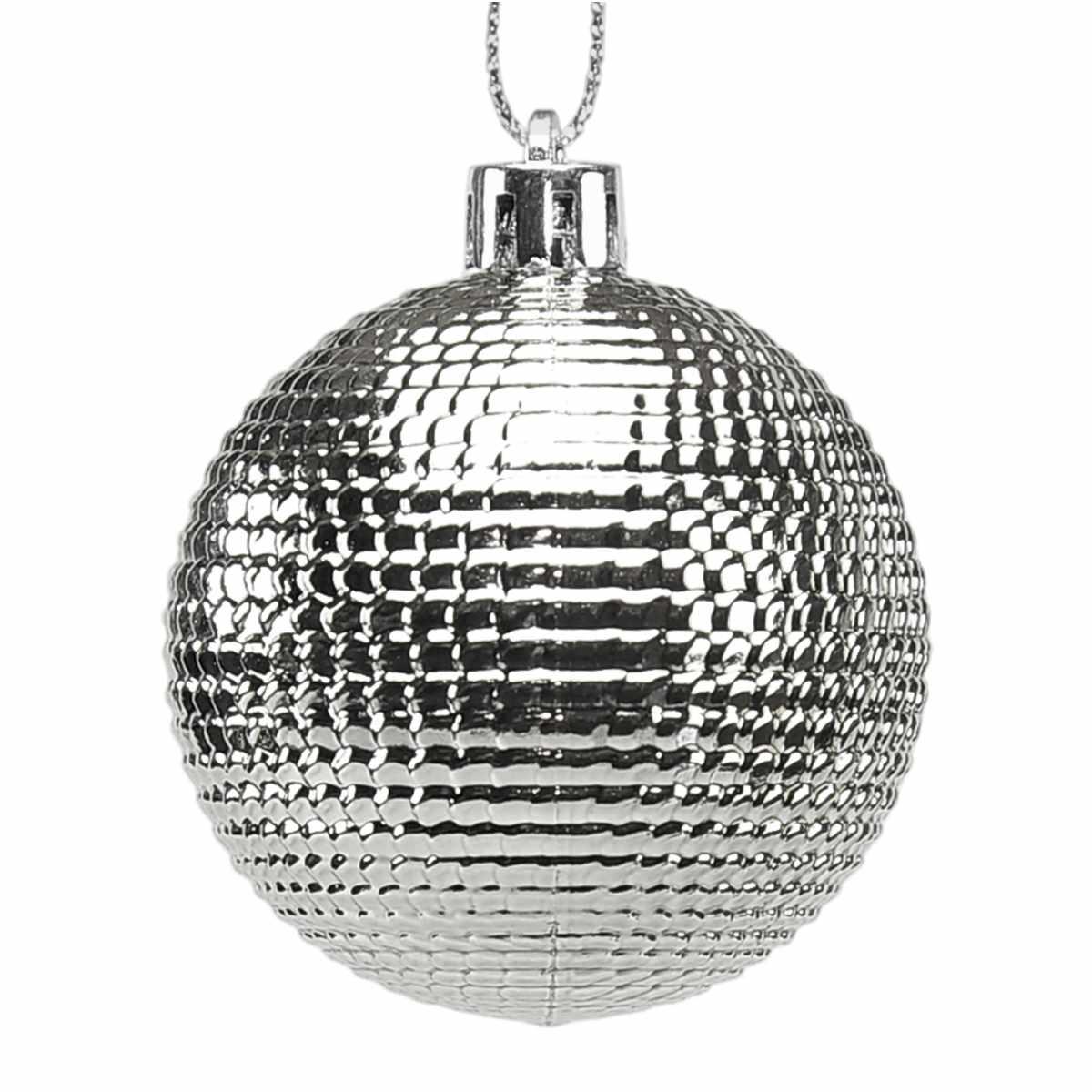 Pallina Natale cm.Ø6 Argento Lucido Martellato Set pz.6 |M2 Store
