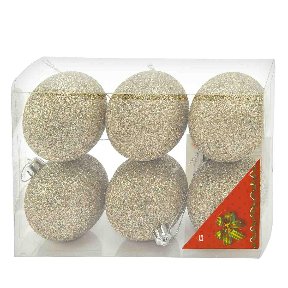 Pallina Natale cm.Ø6 Argento Glitter Set pz.6 |M2 Store