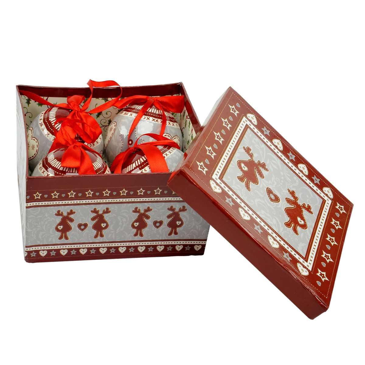 Pallina Natale cm.Ø10 Grigie Decorate Set da pz.4 |M2 Store