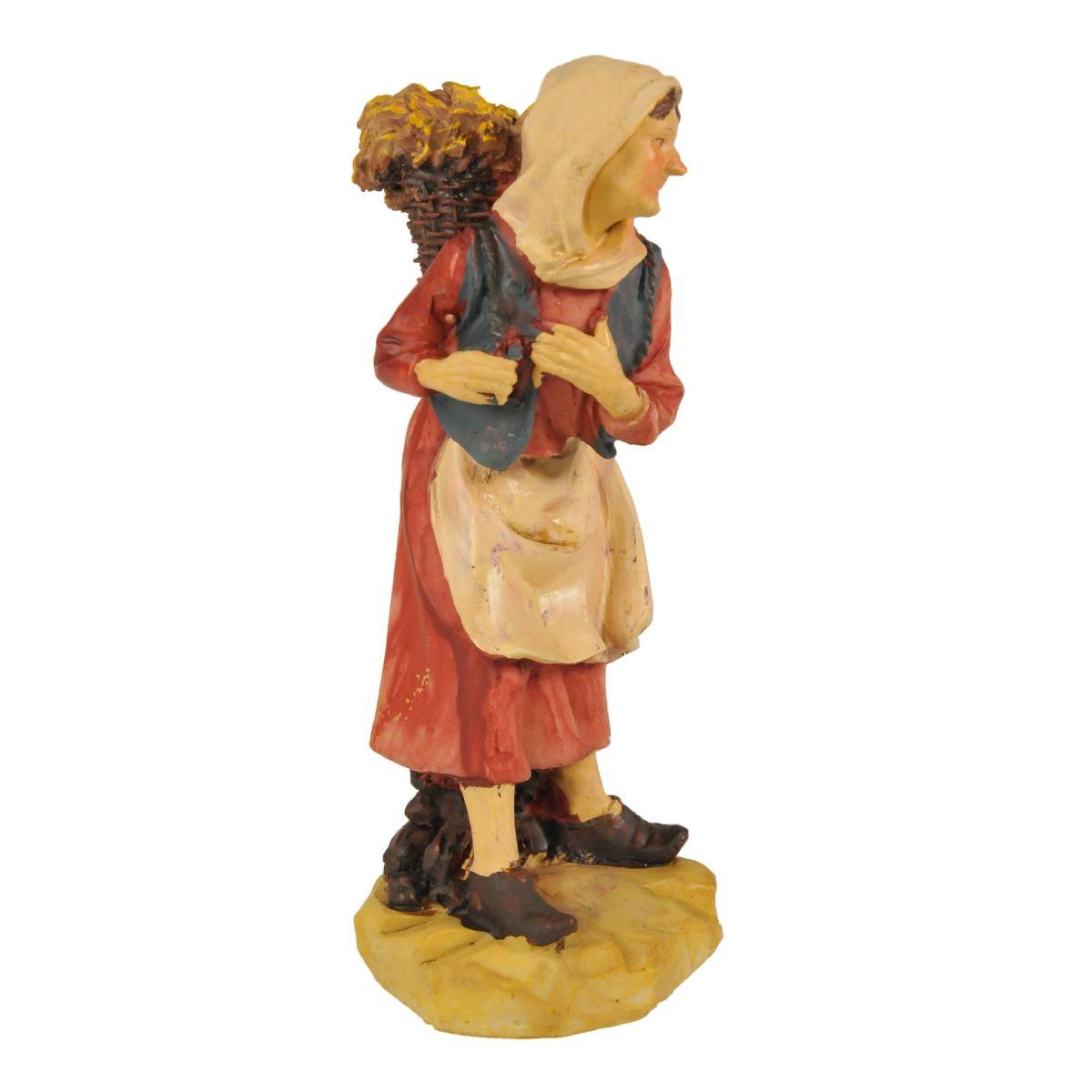 Statua cm.15 Donna con Cesta sulle Spalle | M2 Store