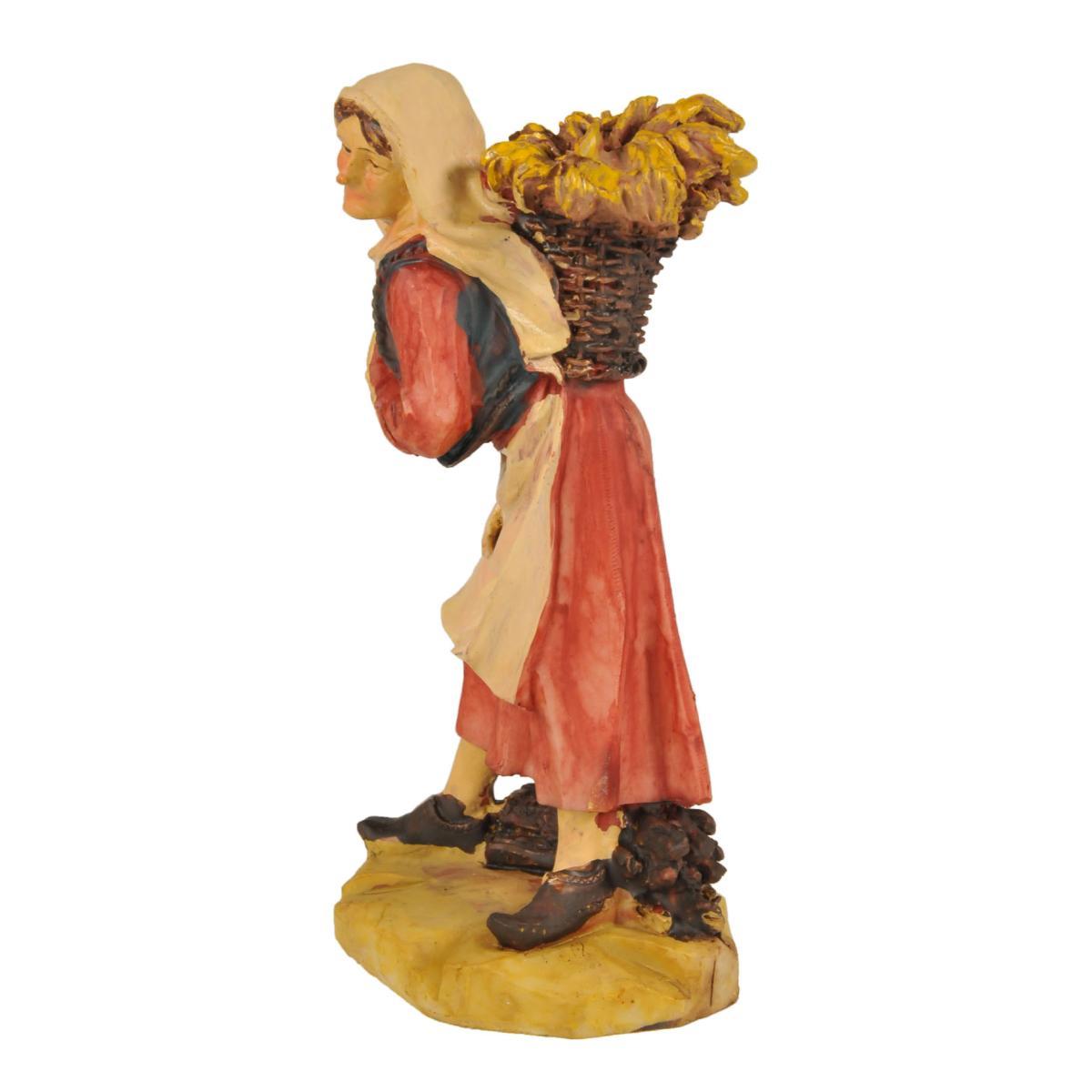 Statua cm.15 Donna con Cesta sulle Spalle | M2 Store