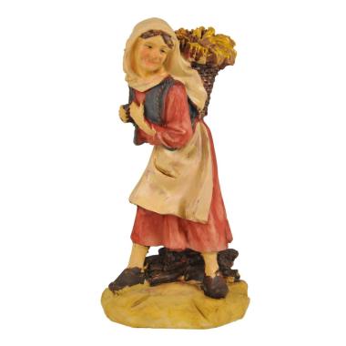 Statua cm.15 Donna con Cesta sulle Spalle | M2 Store