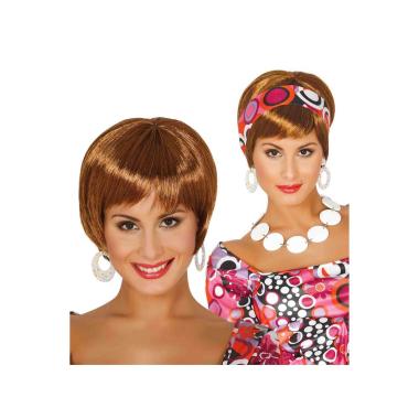 Parrucca Castana Liscia Con Frangia |Carnival Toys
