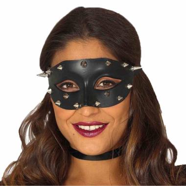 Maschera Viso Pvc Nera Con Borchie |Guirca