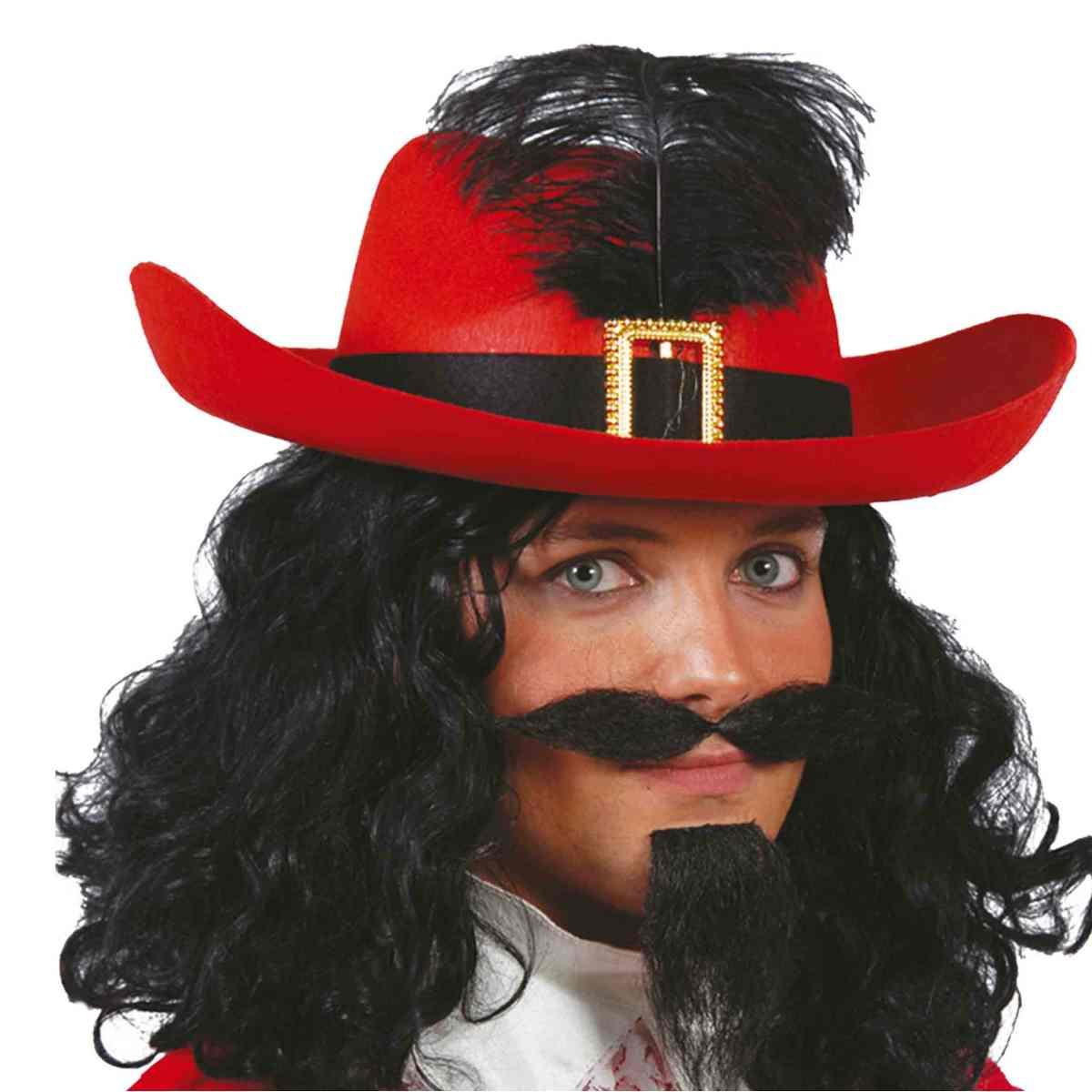 Cappello Moschettiere Rosso Feltro |Carnival Toys