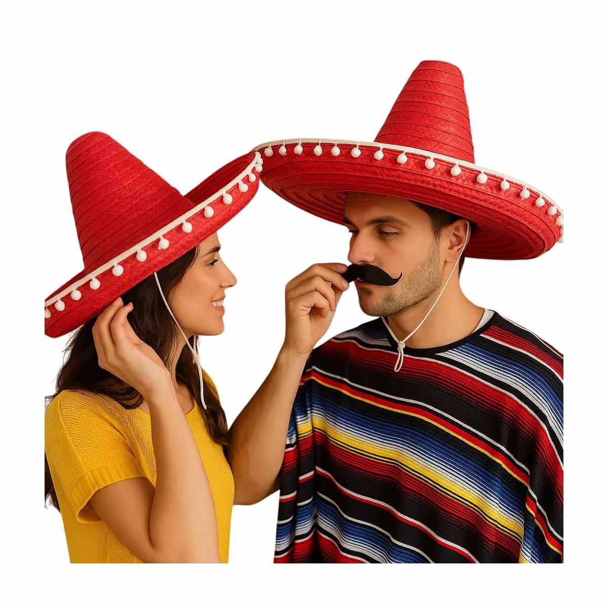 Cappello sombrero paglia rosso